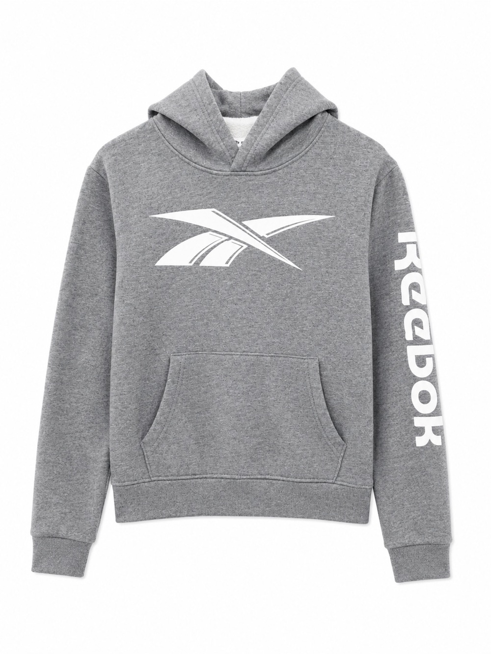Reebok Heather Gray Pullover Hoodie with White Logo